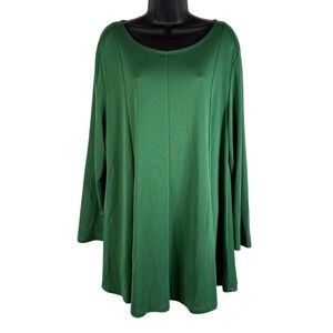 Toofan Jade‎ Green Swing Tunic Top XL Long Sleeve Casual Colorful Clothing NWT
